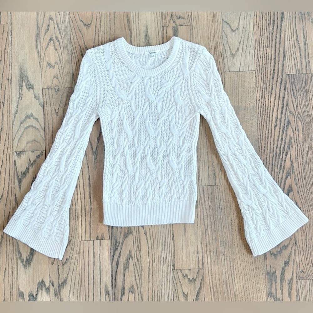 Splendid Collection Women’s Cable Knit Cashmere Blend Sweater in Cream Size XS